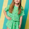 Kids Green Scattered Rhinestone Skort
