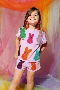 Kids Lavender Multi Peeps Short