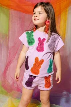 Kids Lavender Multi Peeps Top