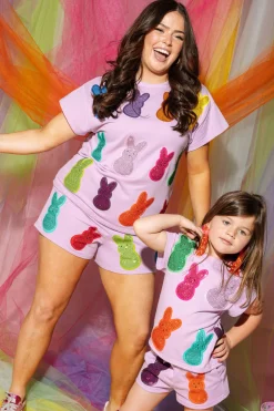Kids Lavender Multi Peeps Short