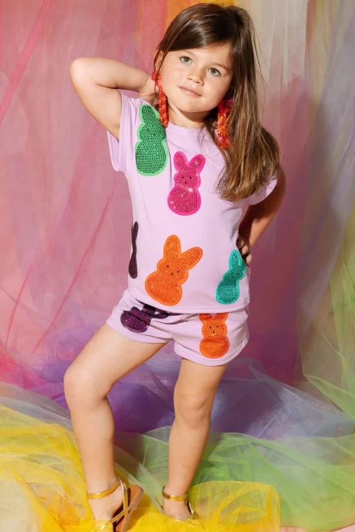 Kids Lavender Multi Peeps Short