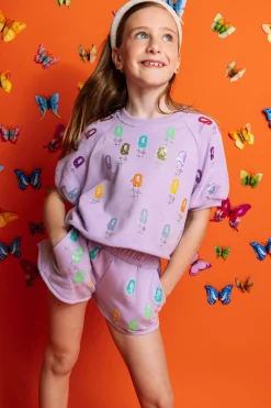 Kids Lavender 'Q' All Over Short