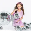 Kids Lavender/Silver Ribbed Flutter Top