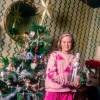 Kids Light Pink Flamingo In Santa Hats Sweatshirt