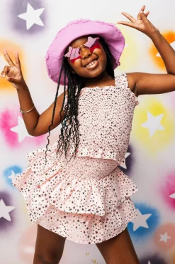Kids Light Pink Star Smocked Tank