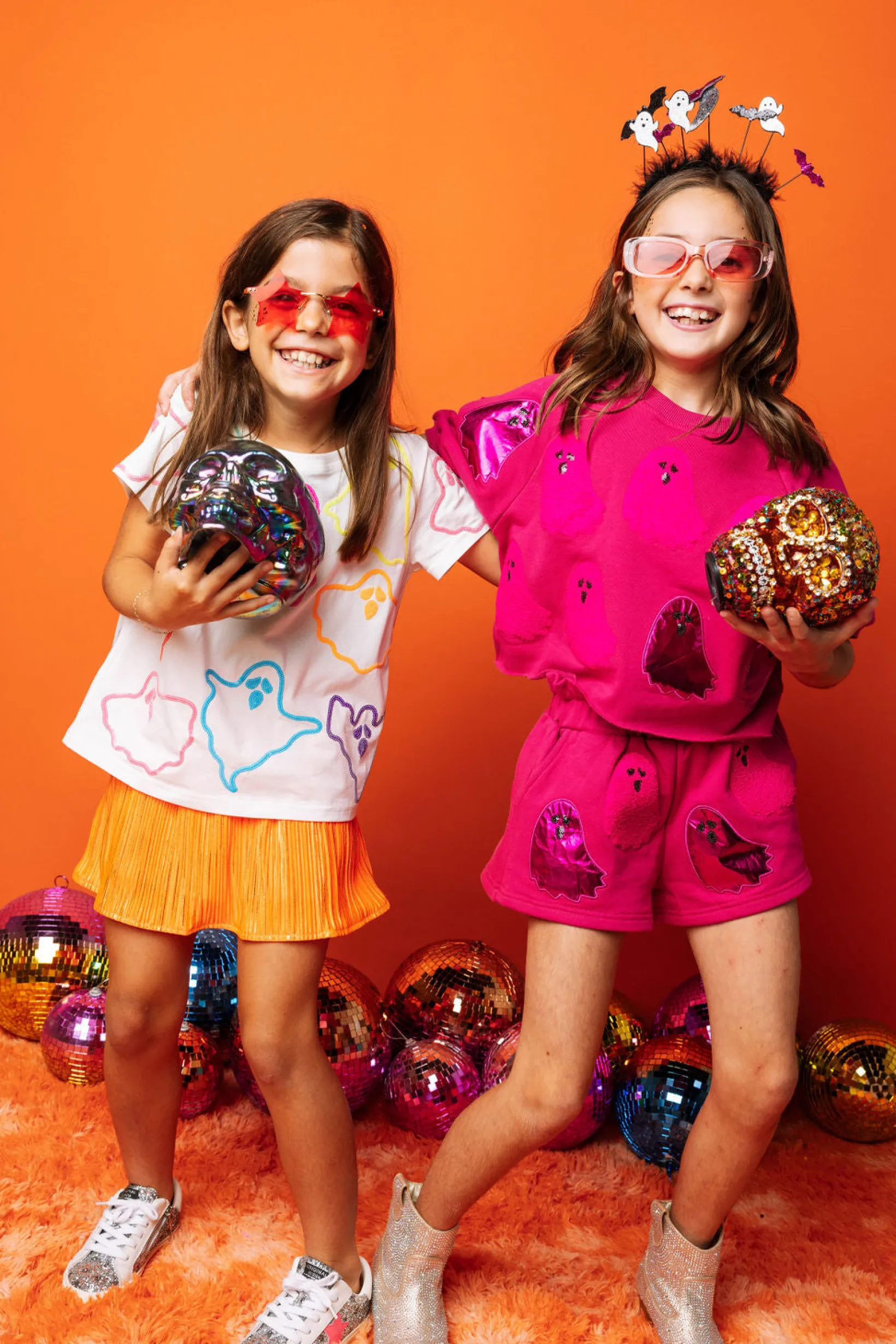 Kids Pink Fuzzy Ghost Shorts