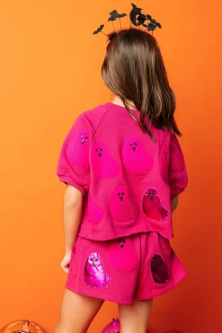 Kids Pink Fuzzy Ghost Top