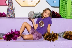 Kids Purple/Gold Glitter Swing Shorts