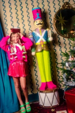 Kids Red & Silver Ribbed Skort