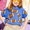 Kids Royal & Brown Fuzzy Football Top