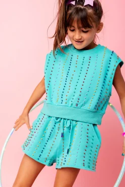 Kids Seafoam Pearl Stripe Short