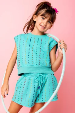 Kids Seafoam Pearl Stripe Short