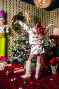 Kids White Beaded 'Ho Ho Ho' Short