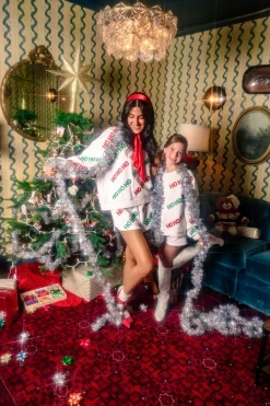 Kids White Beaded 'Ho Ho Ho' Short