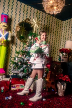 Kids White Beaded 'Ho Ho Ho' Short