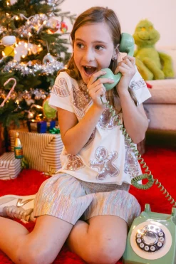 Kids White Frosted Christmas Cookie Oversized Tee