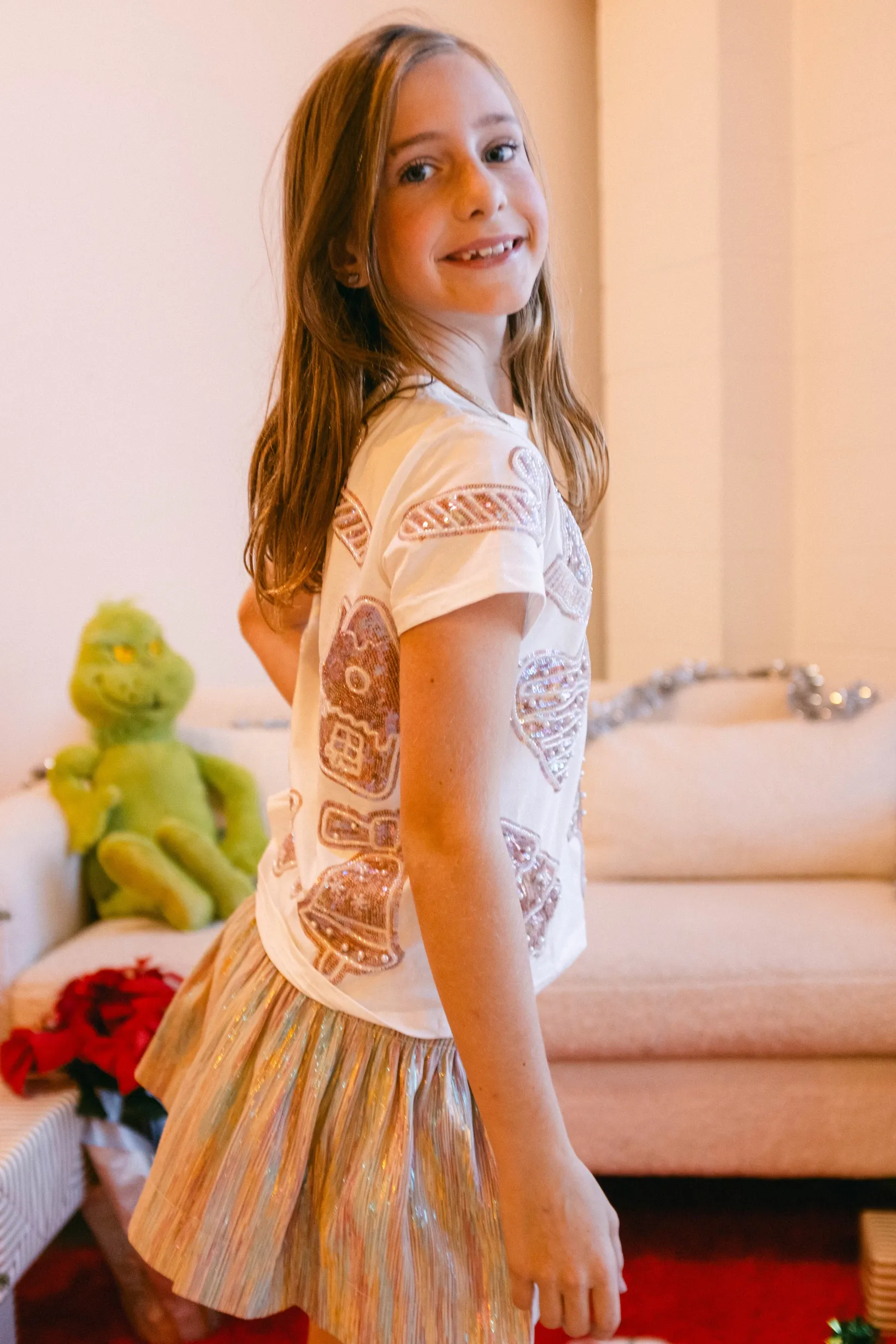 Kids White Frosted Christmas Cookie Oversized Tee