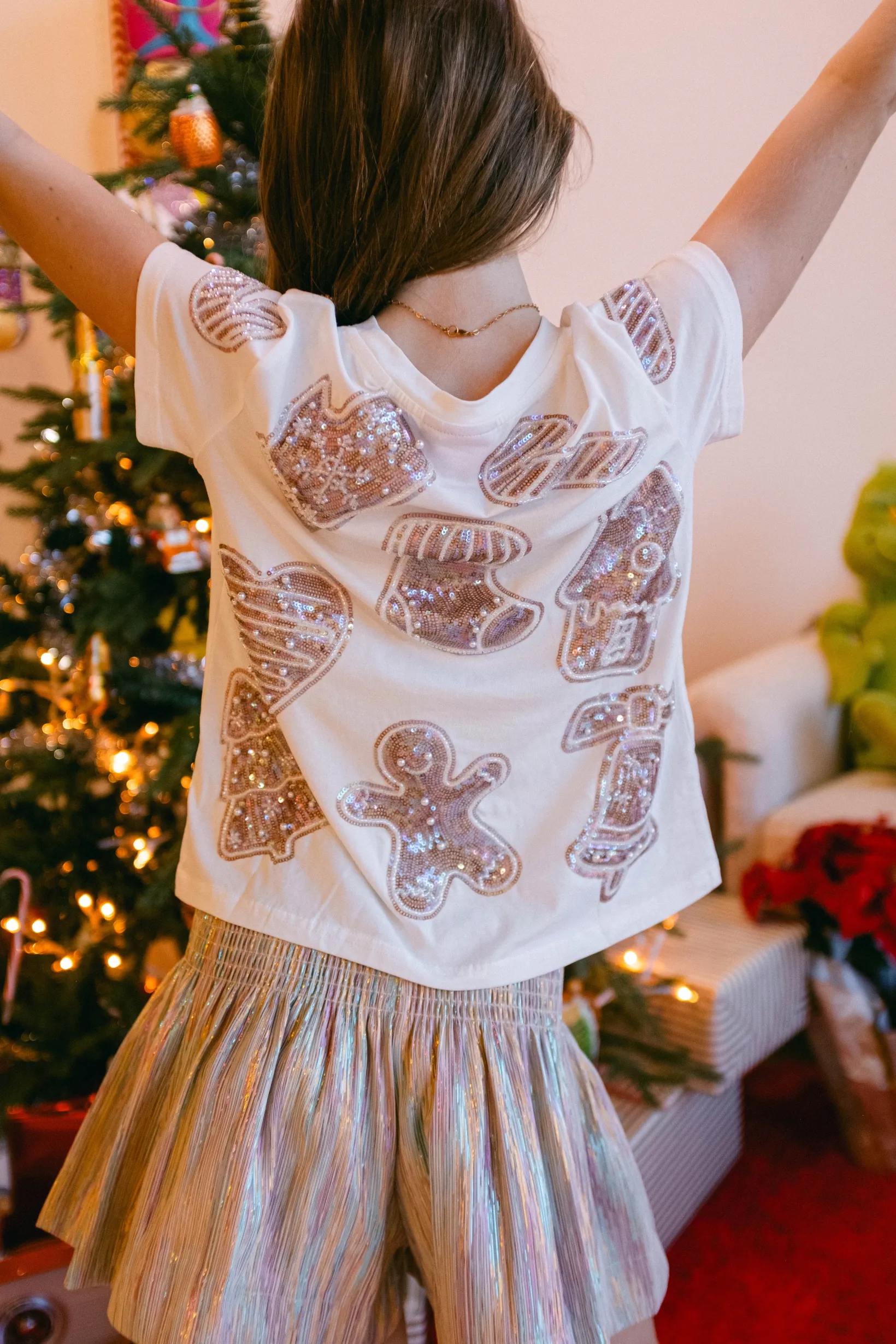 Kids White Frosted Christmas Cookie Oversized Tee
