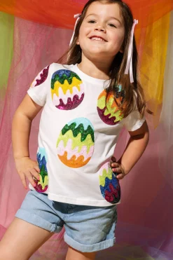 Kids White Groovy Easter Egg Tee
