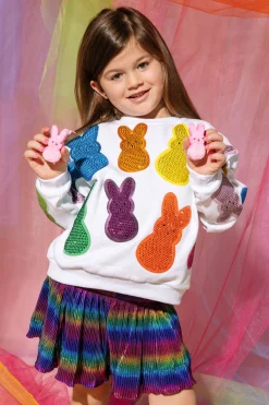 Kids White Multi Peeps Sweatshirt