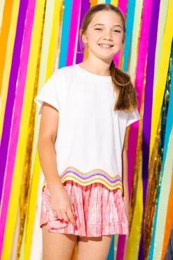 Kids White Neon Wavy Tee