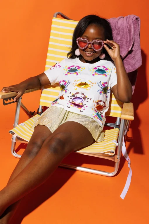 Kids White Scattered Crab Tee