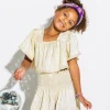 Kids Yellow/Silver Ribbed Flutter Top