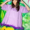 Lavender Feather Bottom Dress