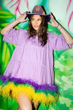 Lavender Feather Bottom Dress