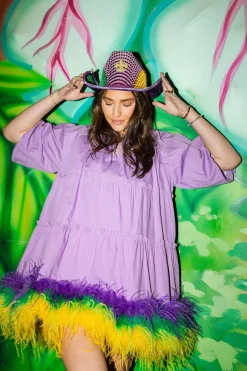 Lavender Feather Bottom Dress