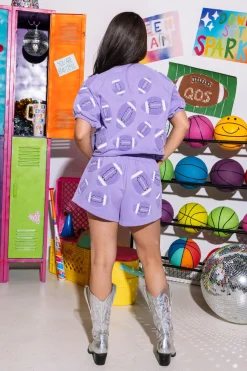 Lavender Fuzzy Football Short
