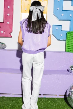 Lavender 'Geaux Tigers' Full Sequin Sweater Vest - Licensed