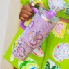 Lavender Outlined Hibiscus Rhinestone Tumbler