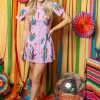 Lavender Scattered Cactus Button Up Dress