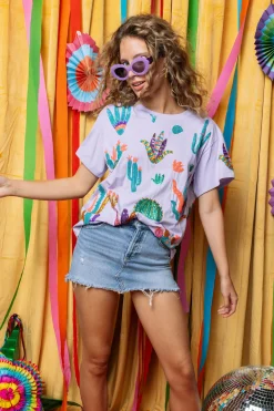 Lavender Scattered Cactus Tee