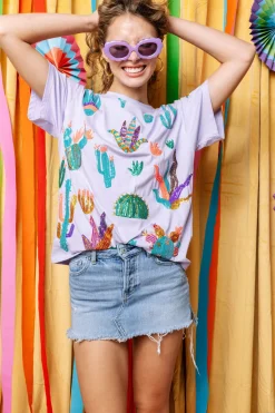 Lavender Scattered Cactus Tee