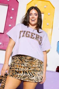 Lavender Sequin 'Tigers' Word Top