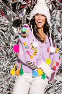 Lavender Winter Snow Gear Cardigan