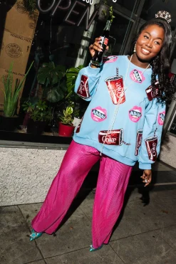 Licensed- Aqua Blue Lips & Coke Sweatshirt