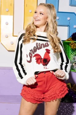 Licensed- Black & Garnet Carolina Gamecocks Striped Long Sleeve Sweater