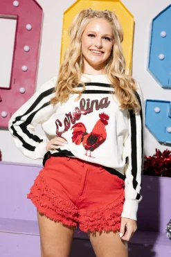 Licensed- Black & Garnet Carolina Gamecocks Striped Long Sleeve Sweater