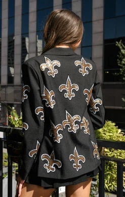 Licensed Black Scattered Fleur De Lis Blazer