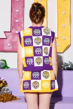 Licensed- Checkered Purple & Gold LSU Tiger Tank