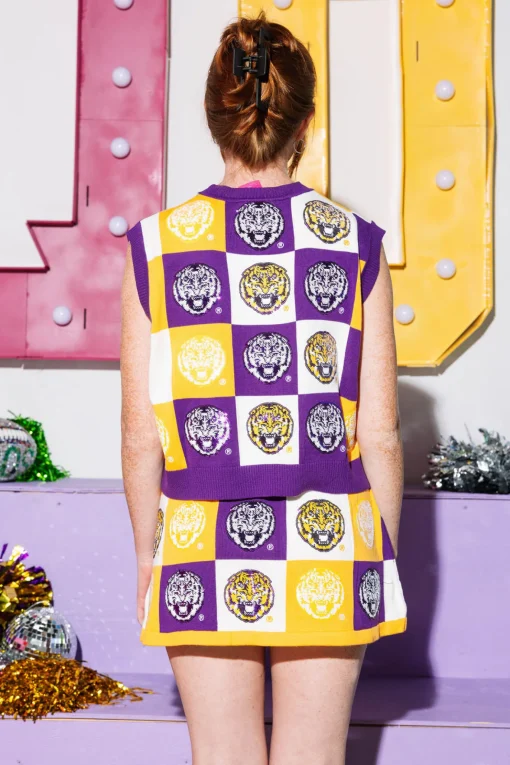 Licensed- Checkered Purple & Gold LSU Tiger Tank