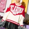 Licensed- Crimson & Ivory Two Tone Holographic 'Oklahoma' Sweatshirt