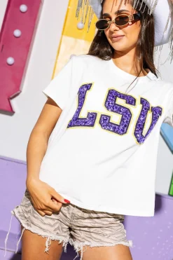 Licensed LSU Jeweled Letter Tee