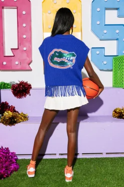 Licensed- Royal & Orange 'Gators' Fringe Sweater Vest