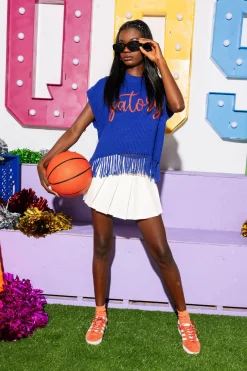 Licensed- Royal & Orange 'Gators' Fringe Sweater Vest