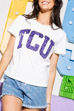 Licensed TCU Jeweled Letter Tee