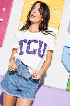 Licensed TCU Jeweled Letter Tee